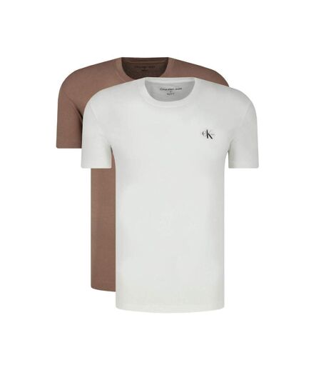 Lot de 2 t-shirts beige/blanc homme calvin klein jeans monologo - l