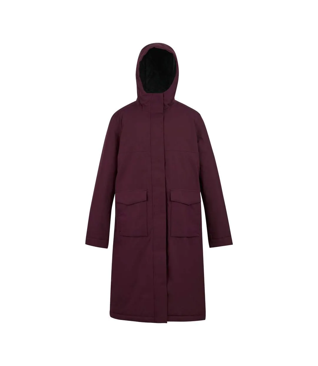 Womens/ladies Yarli Longline Waterproof Jacket Fig Black Regatta-2