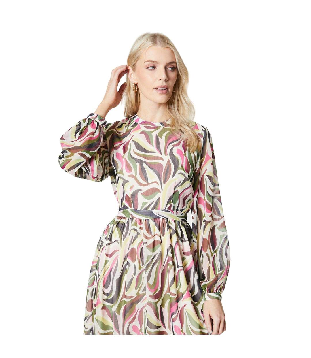 Womens/ladies abstract pleated midi dress multicoloured Principles