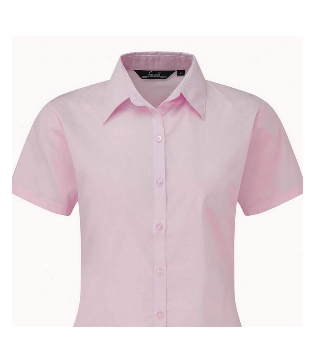 Short Sleeve Poplin Blouse / Plain Work Shirt Pink Premier-2