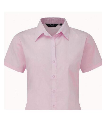 Short Sleeve Poplin Blouse / Plain Work Shirt Pink Premier
