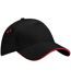 Beechfield Unisex Ultimate 5 Panel Contrast Baseball Cap With Sandwich Peak (Pack of 2) (Black/Classic Red)