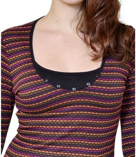 Tee-shirt femme à  rayures chic à  manches longues - Confortable et stylé en rouge