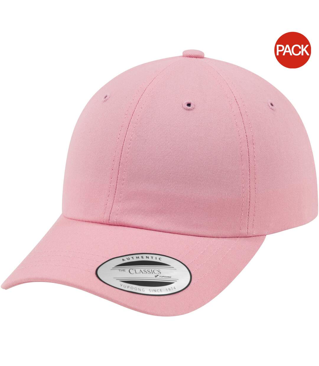 Lot de 2  casquettes de baseball adulte rose Yupoong-1