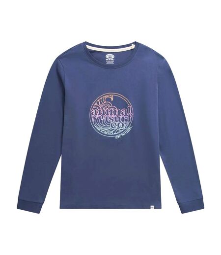 Womens/ladies adriana mystic organic long-sleeved top dark blue Animal