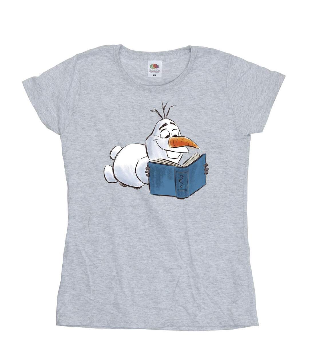 Disney T-shirt en coton Frozen Olaf Reading Womens/Ladies (Gris sportif) - UTBI21861-1