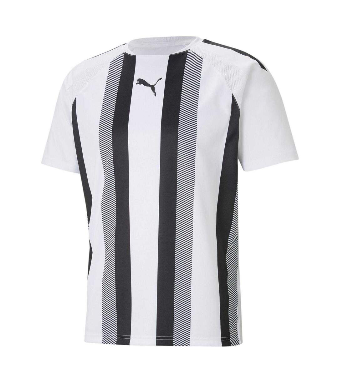 T-shirt Motif/style À Rayures Team Liga Homme Blanc Noir Puma-1