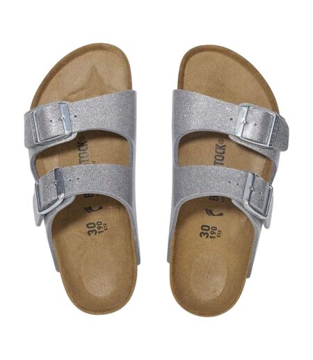 Childrens/kids Arizona Sandals Silver Birkenstock