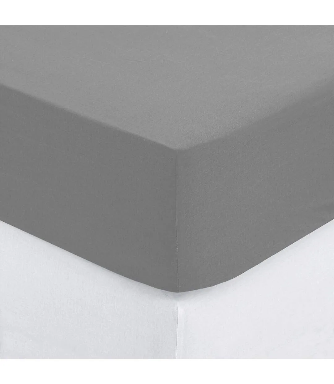 Drap Housse 2 Personnes Percale 160x200cm Gris-2