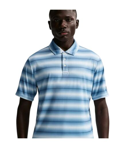 Mens Par Striped Dri-fit Polo Shirt Blue Nike
