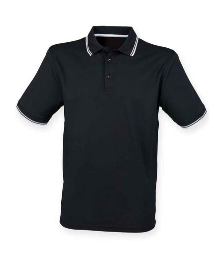 Mens coolplus tipped polo shirt black/white Henbury