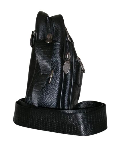 Sacoche bandoulière en cuir noir pour homme - Style décontracté avec poches pratiques