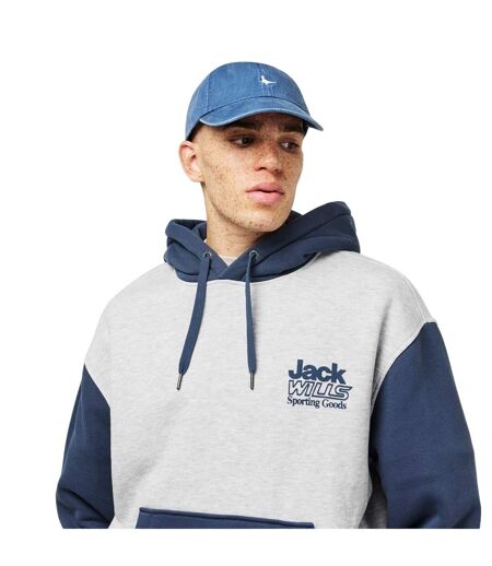 Mens Outline Colour Block Regular Hoodie Ice Marl Jack Wills