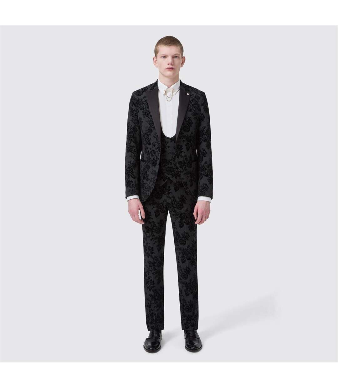 Mens Fleet Floral Skinny Trousers Floral Charcoal Twisted Tailor-3