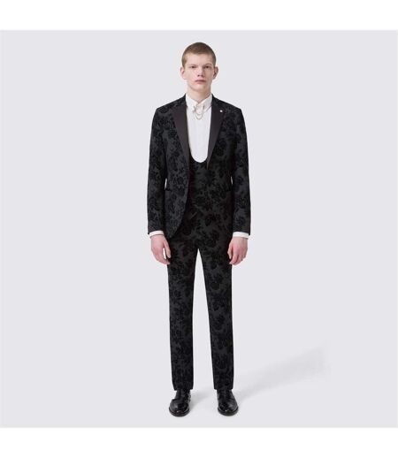 Mens Fleet Floral Skinny Trousers Floral Charcoal Twisted Tailor