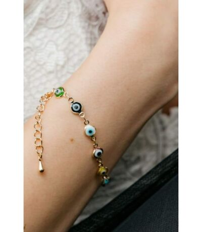 Multi-Colour Turkish Evil Eye Charm Colourful Beaded Protection Rainbow Bracelet