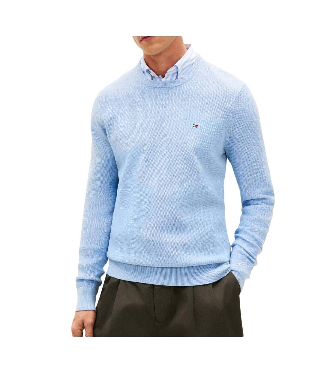 Pull bleu pastel homme tommy hilfiger structure-1