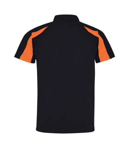 AWDis Just Cool Mens Short Sleeve Contrast Panel Polo Shirt (Jet Black/Electric Orange) - UTRW3479