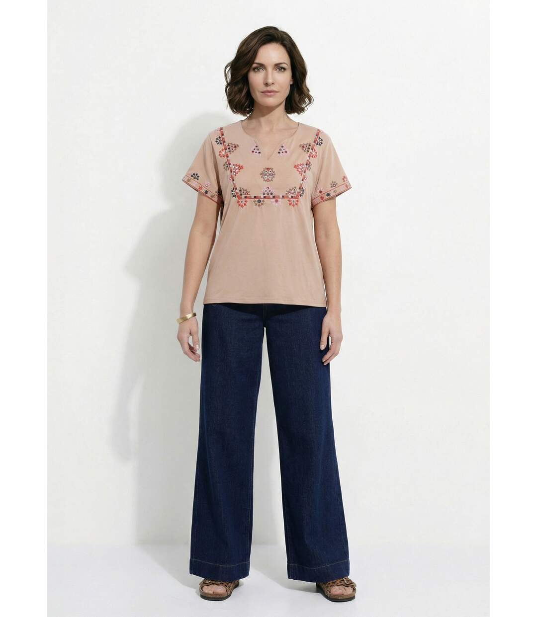 T-shirt manches courtes plastron brodé-3