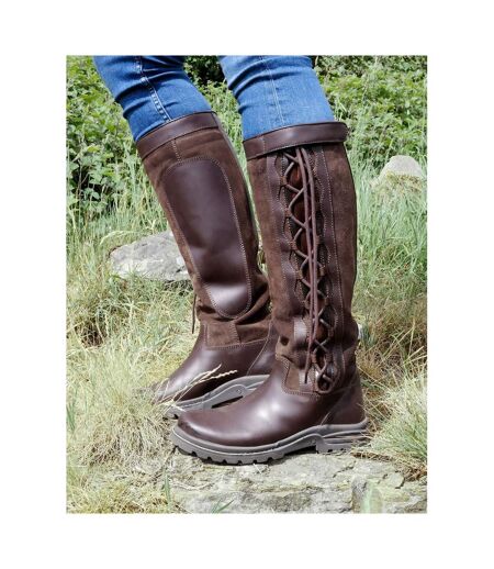 Womens/ladies Leather/suede Winchester Country Boots Brown Brogini