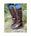 Womens/ladies Leather/suede Winchester Country Boots Brown Brogini-1