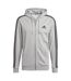 Mens Essentials 3 Stripes Full Zip Hoodie Grey Adidas-1
