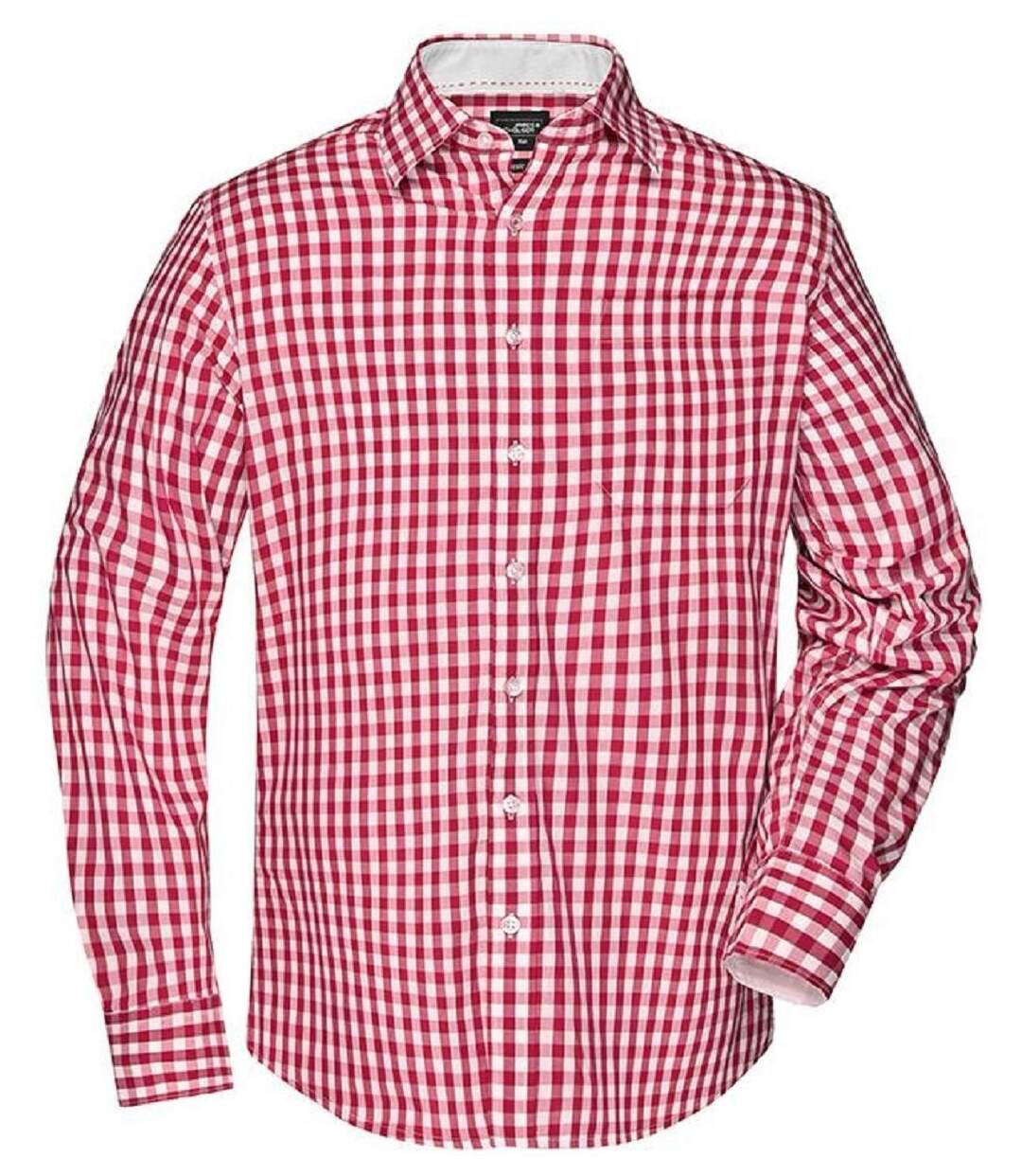 chemise manches longues carreaux vichy HOMME JN617 - rouge