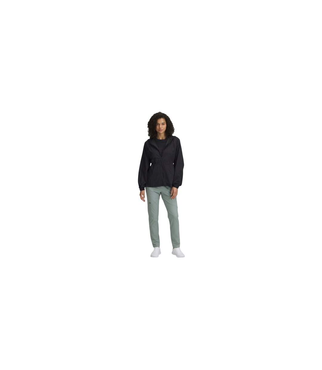 Womens/ladies Cinched Waist Long-sleeved Hooded Jacket Black Under Armour-1