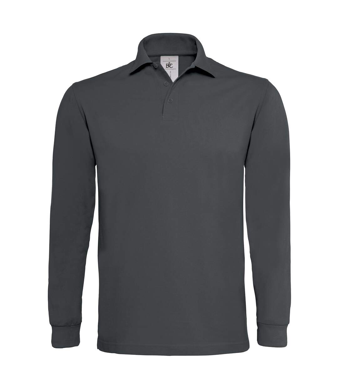 Polo lourd homme manches longues - PU423 - gris foncé-2