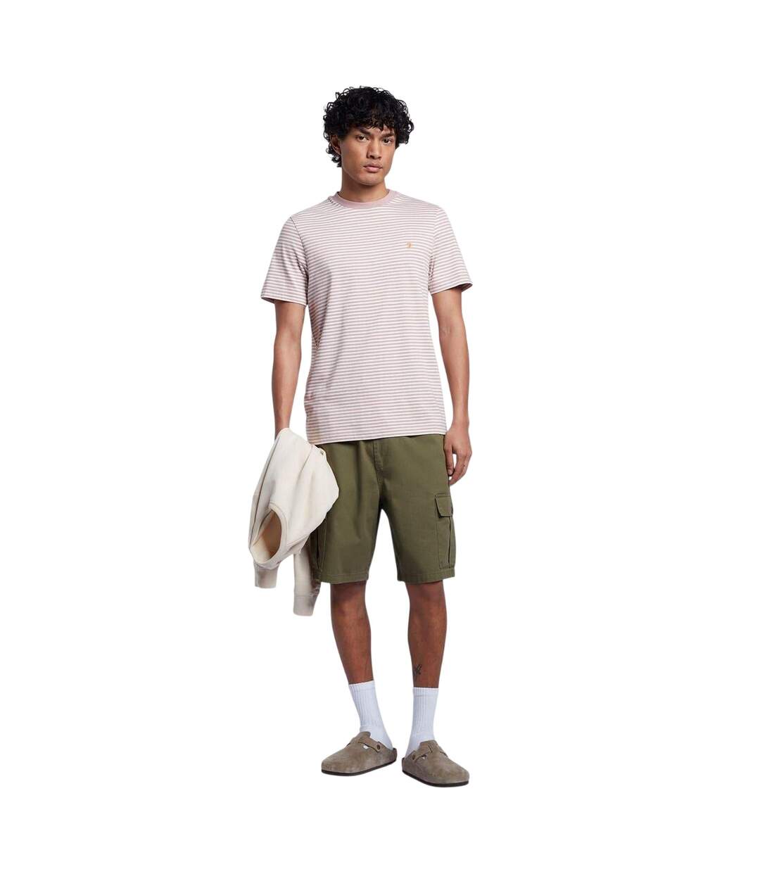 T-shirt Manches Courtes Motif/style À Rayures Homme Rose Foncé Farah-1