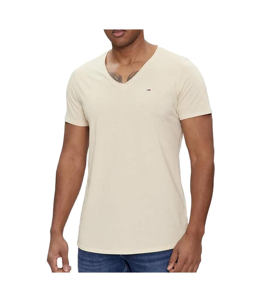 T-shirt Écru Homme Tommy Hilfiger Xslim Jaspe - L-1