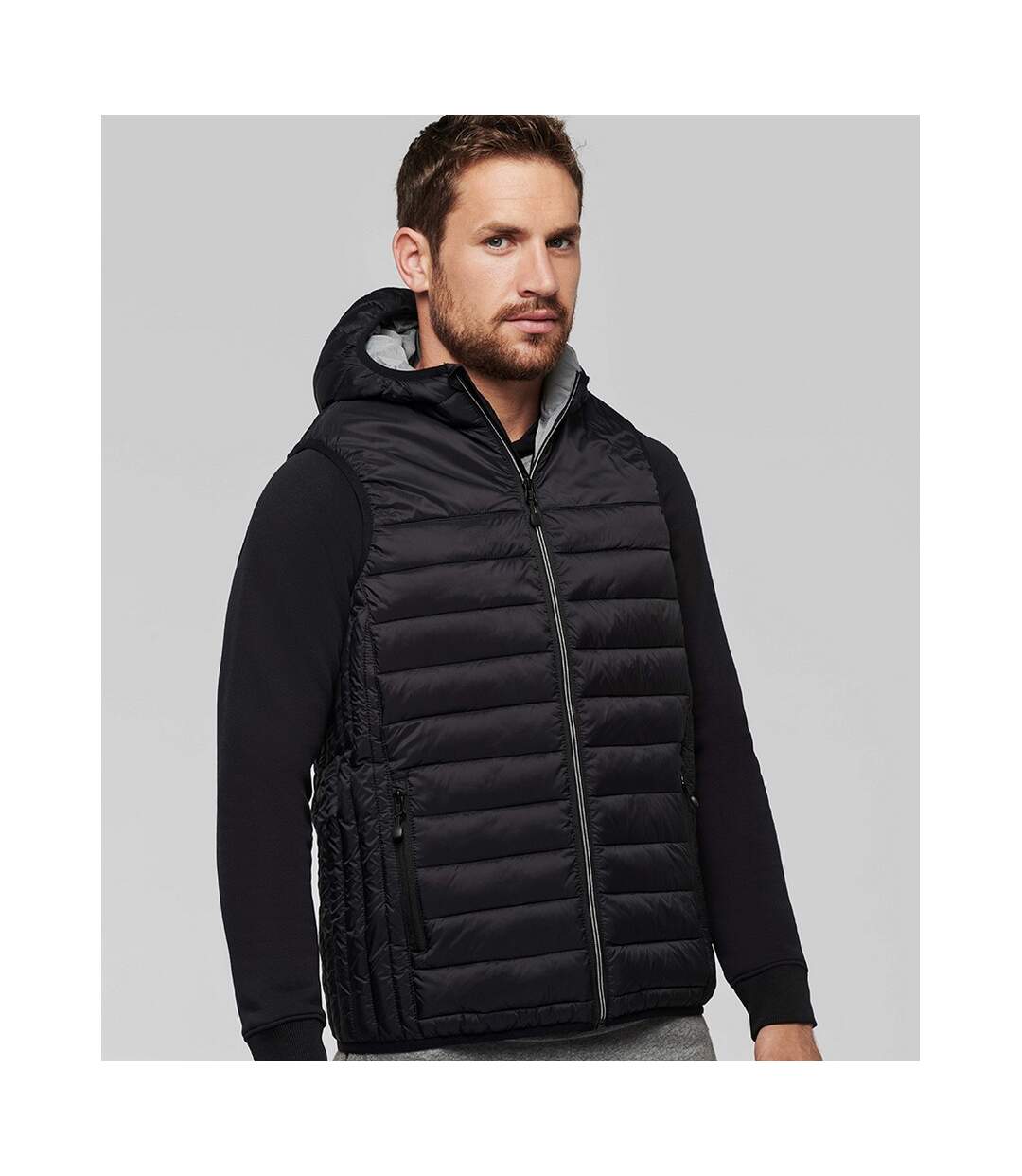 Proact Mens Hooded Padded Bodywarmer (Black)