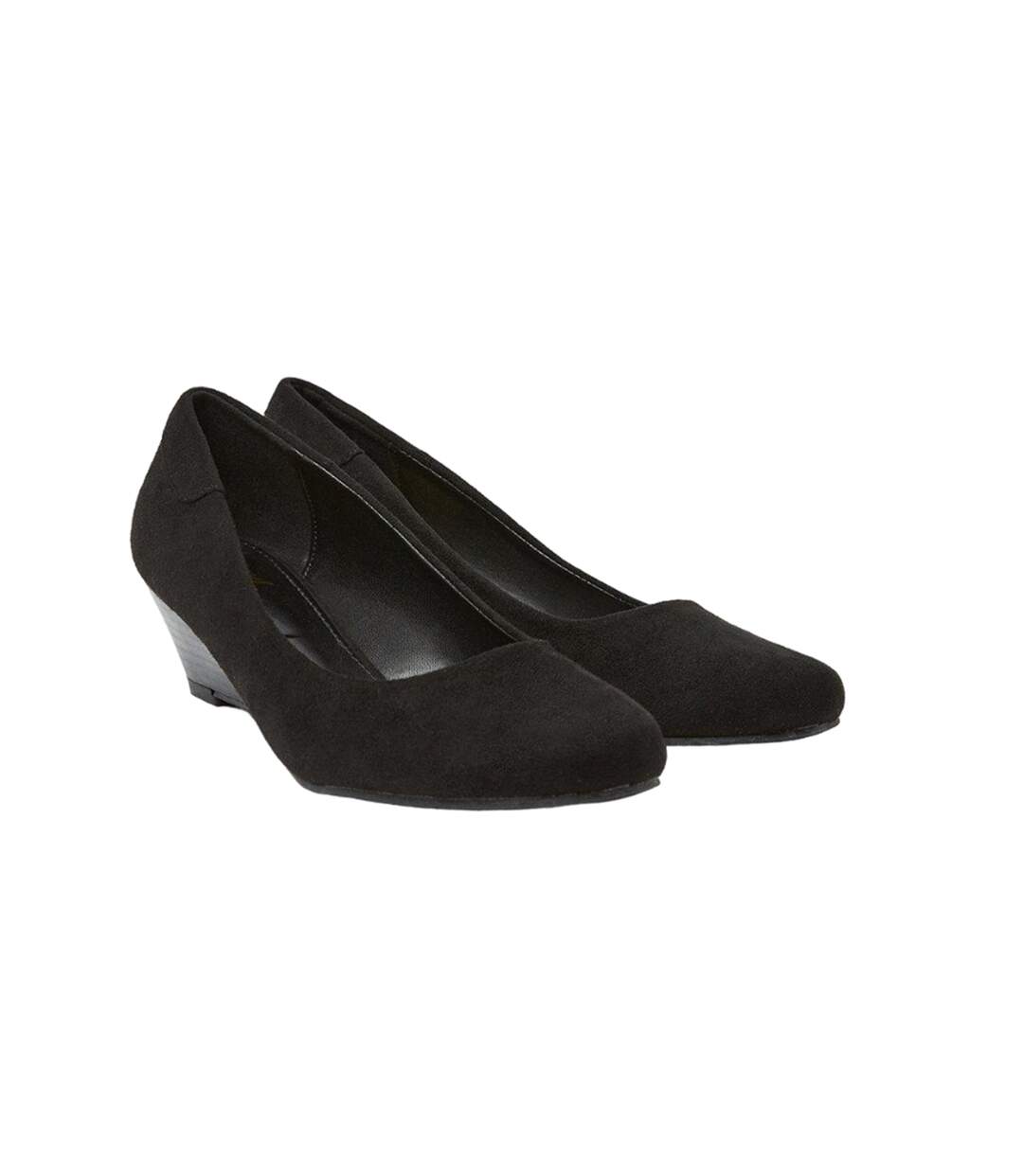 Womens/ladies Cerys Low Heel Court Shoes Natural Black Good For The Sole-1