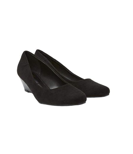 Womens/ladies Cerys Low Heel Court Shoes Natural Black Good For The Sole