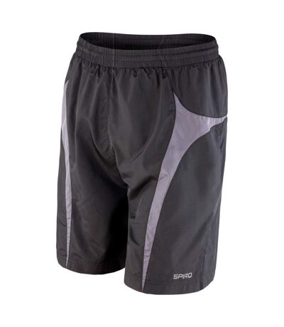 Spiro Unisex Adult Team Micro-Lite Mesh Lining Shorts (Black/Gray) - UTPC7304