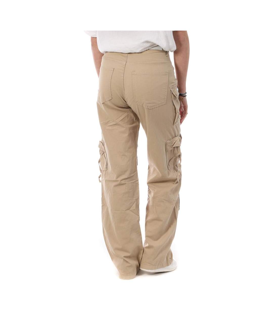 Pantalon Cargo Toile Beige Femme Monday Premium 3172 - L-2