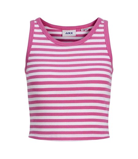 Womens/ladies Fallon Striped Tank Top White Fuchsia JJXX