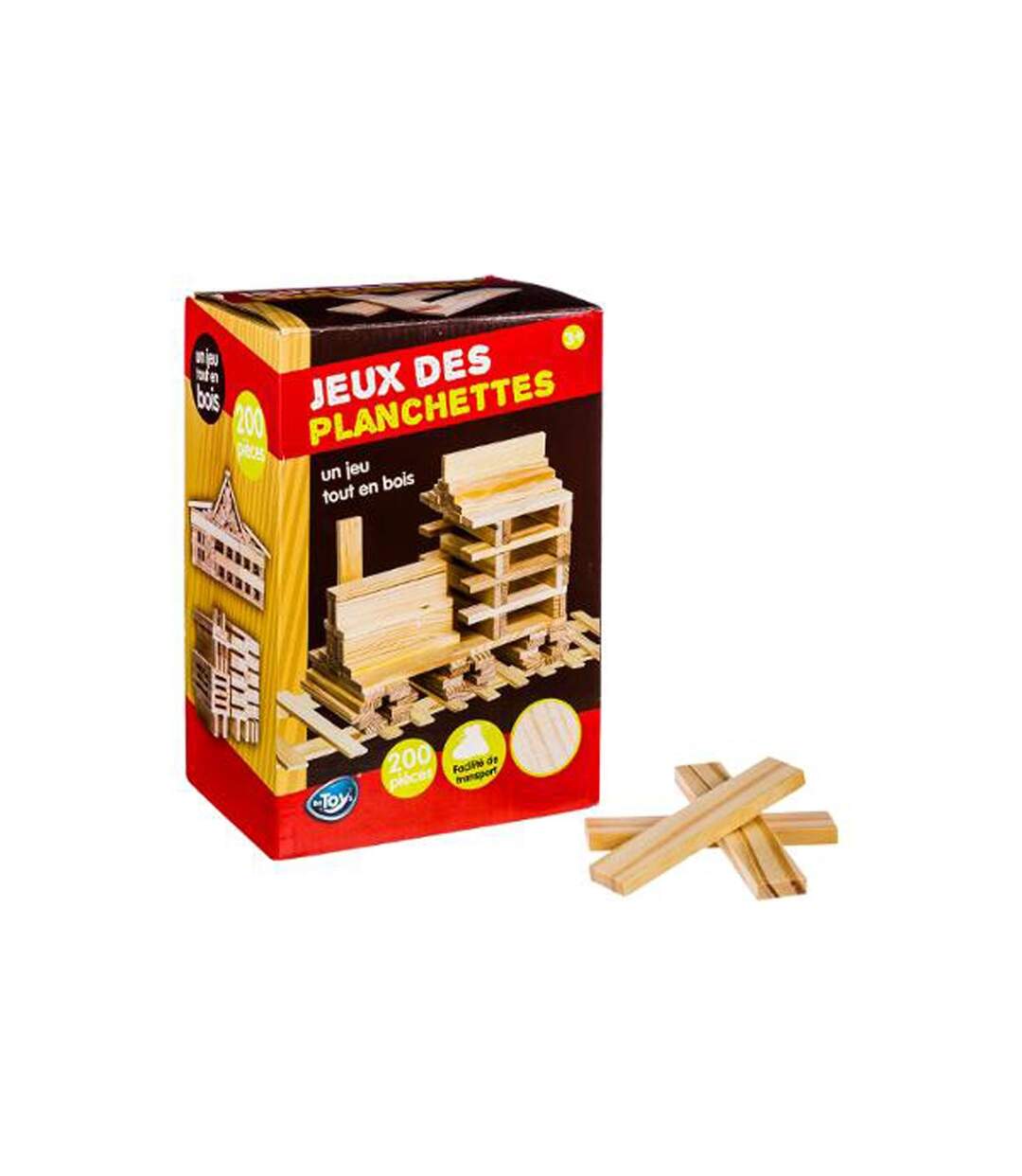 Jeu de Création en Bois 200 Planchettes Naturel-2
