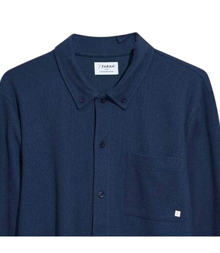 Mens Textured Regular Long-sleeved Shirt True Navy Farah