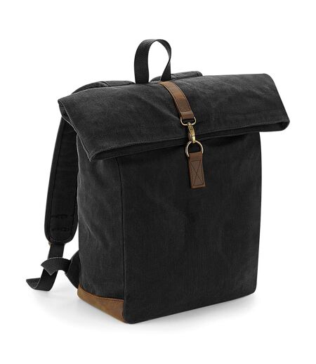 Quadra Heritage Waxed Canvas Leather Accent Backpack (Black) (One Size) - UTRW7077