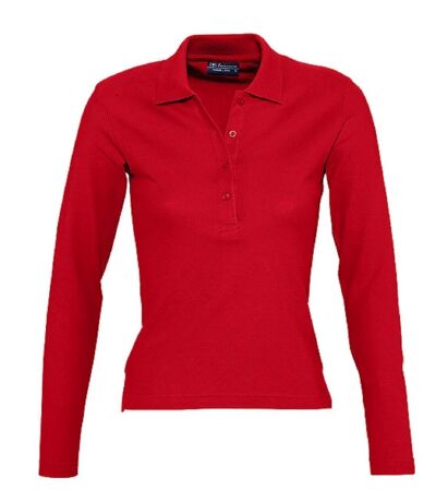 Polo manches longues - Femme - 11317 - rouge