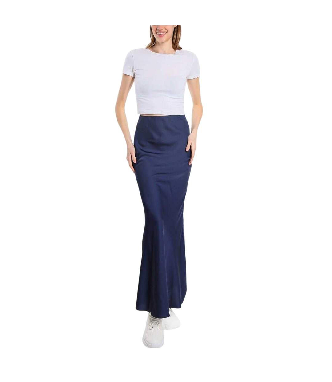 Jupe Mi-longue Femme Bleu Marine Be You-4