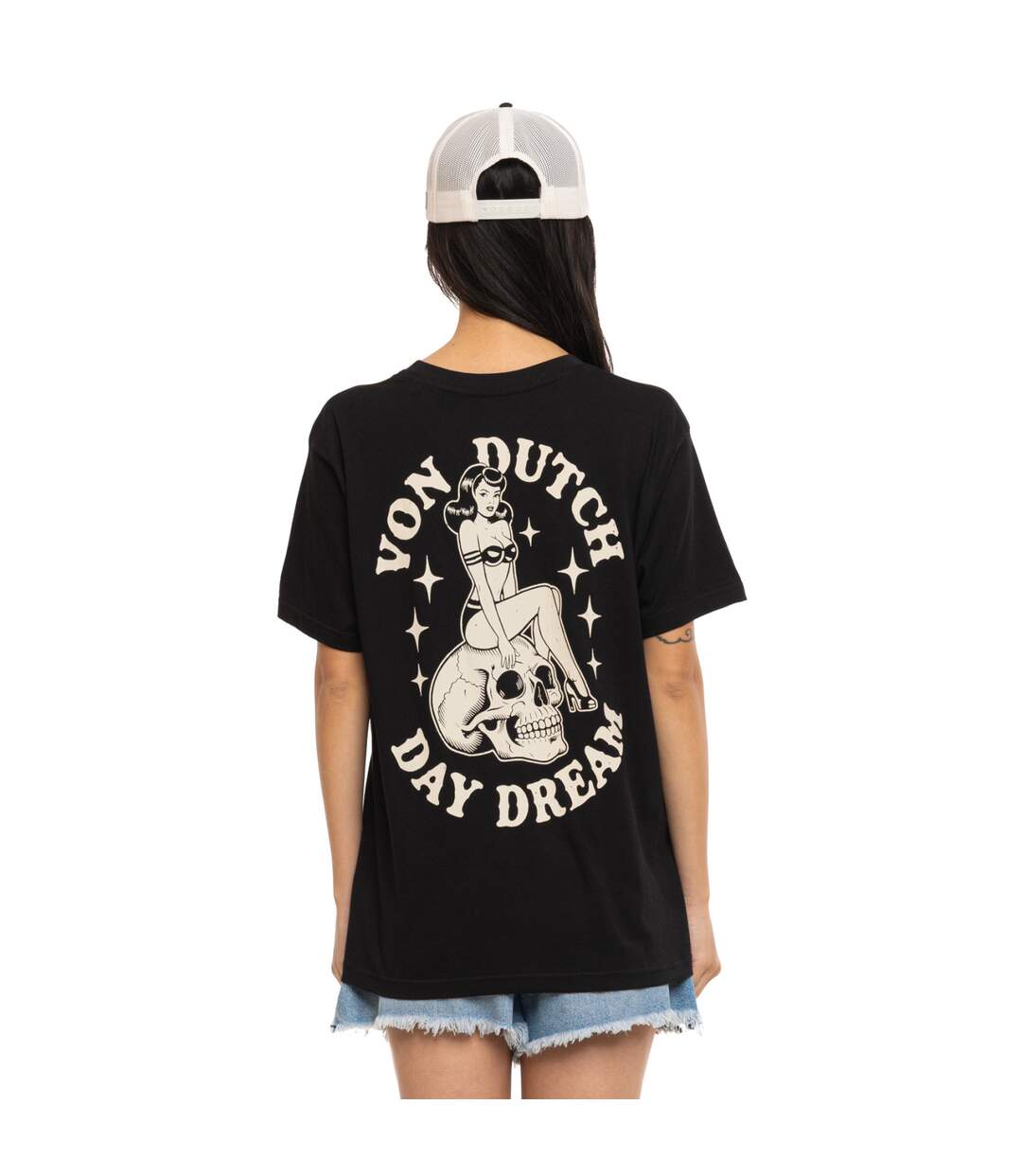 T-shirt femme loose col rond print devant et dos Pin Up Vondutch-3