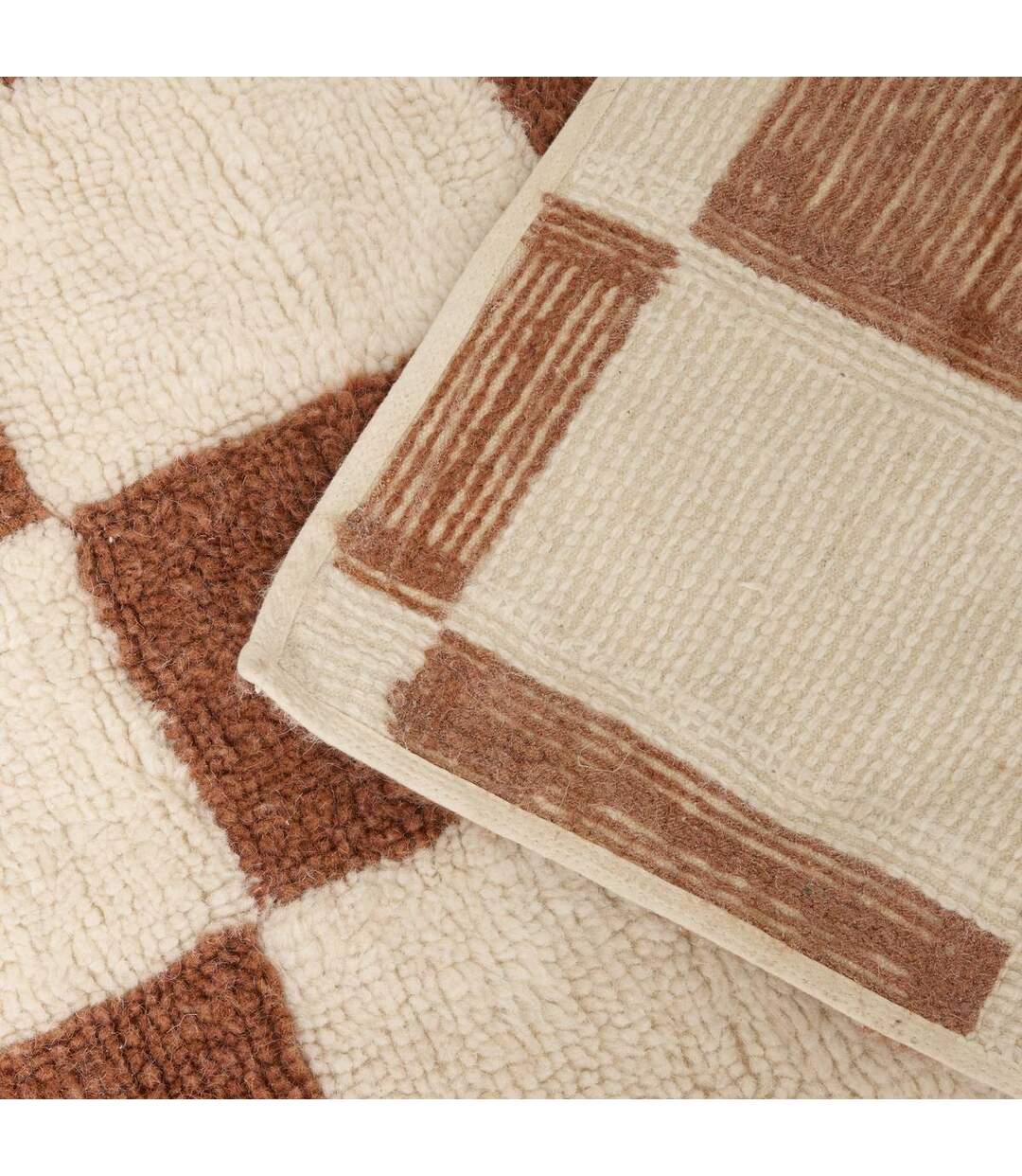 Tapis Damier en Laine Homy 160x230cm Marron-2