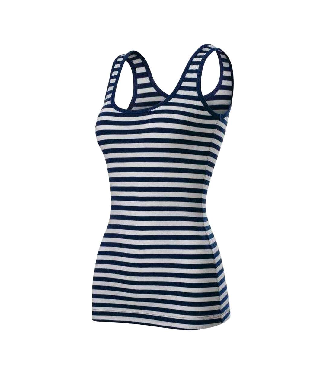 Débardeur Sailor Femme Bleu Marine Blanc Malfini-3