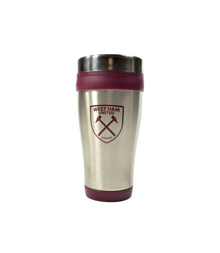 West Ham United FC Executive Metallic Travel Mug (Silver/Maroon) (One Size) - UTBS3788