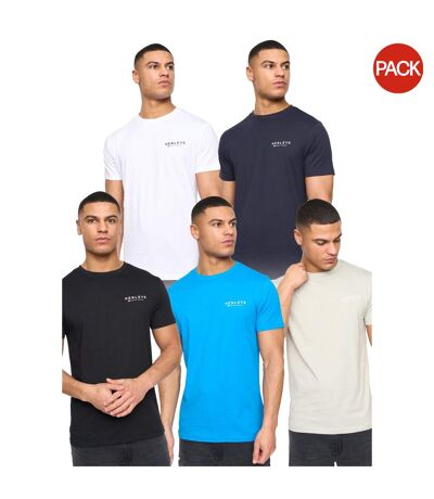 Pack Of 5  Mens Henycore T-shirt  Multicoloured Henleys