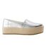 Womens/ladies Valencia Leather Espadrilles Silver Toms-4