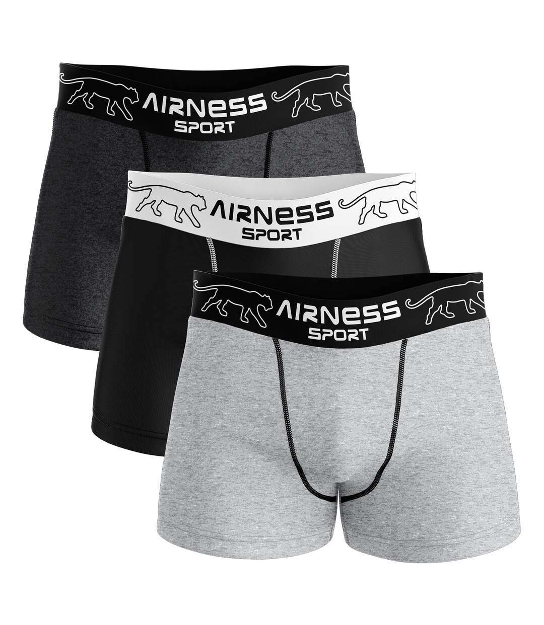 Boxer SPORT BLACK & GREY (lot de 3)-1