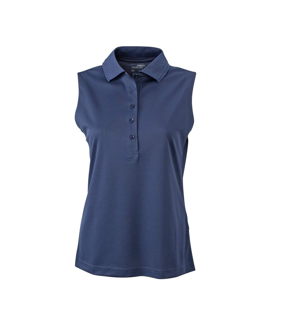 Polo micro-polyester FEMME JN575 - bleu marine - sans manches